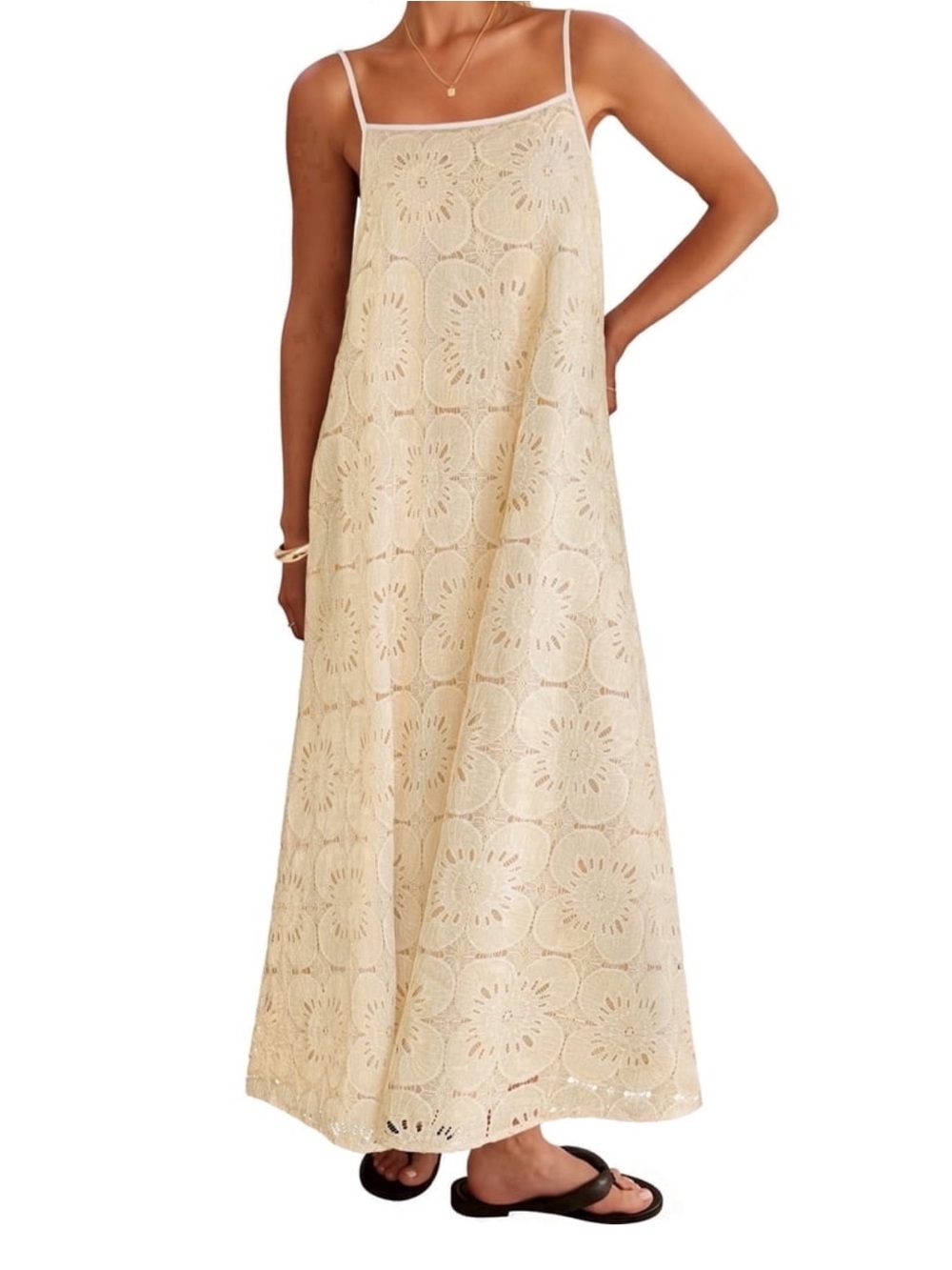 Cream Crochet Maxi Slip Dress